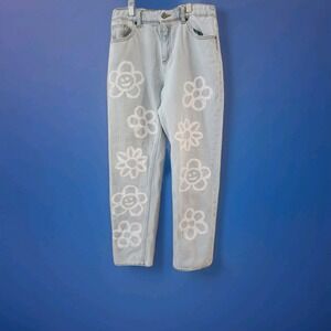 Pacsun Size 14 Kids Jeans Floral Flowers ‎ Jean Straight Blue Denim